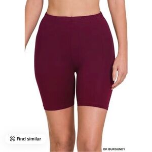 Zenana Outfitters Burgundy Bike Shorts